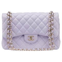 Chanel Classic Jumbo NEW Lambskin Lilac RARE Silver Hardware