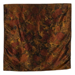 Chanel Large Silk Taffeta Foulard/ Scarf in Golden Brown