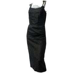50s Black Chantilly Lace Cocktail Dress