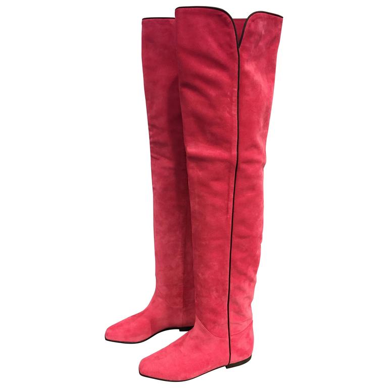 ysl red velvet boots