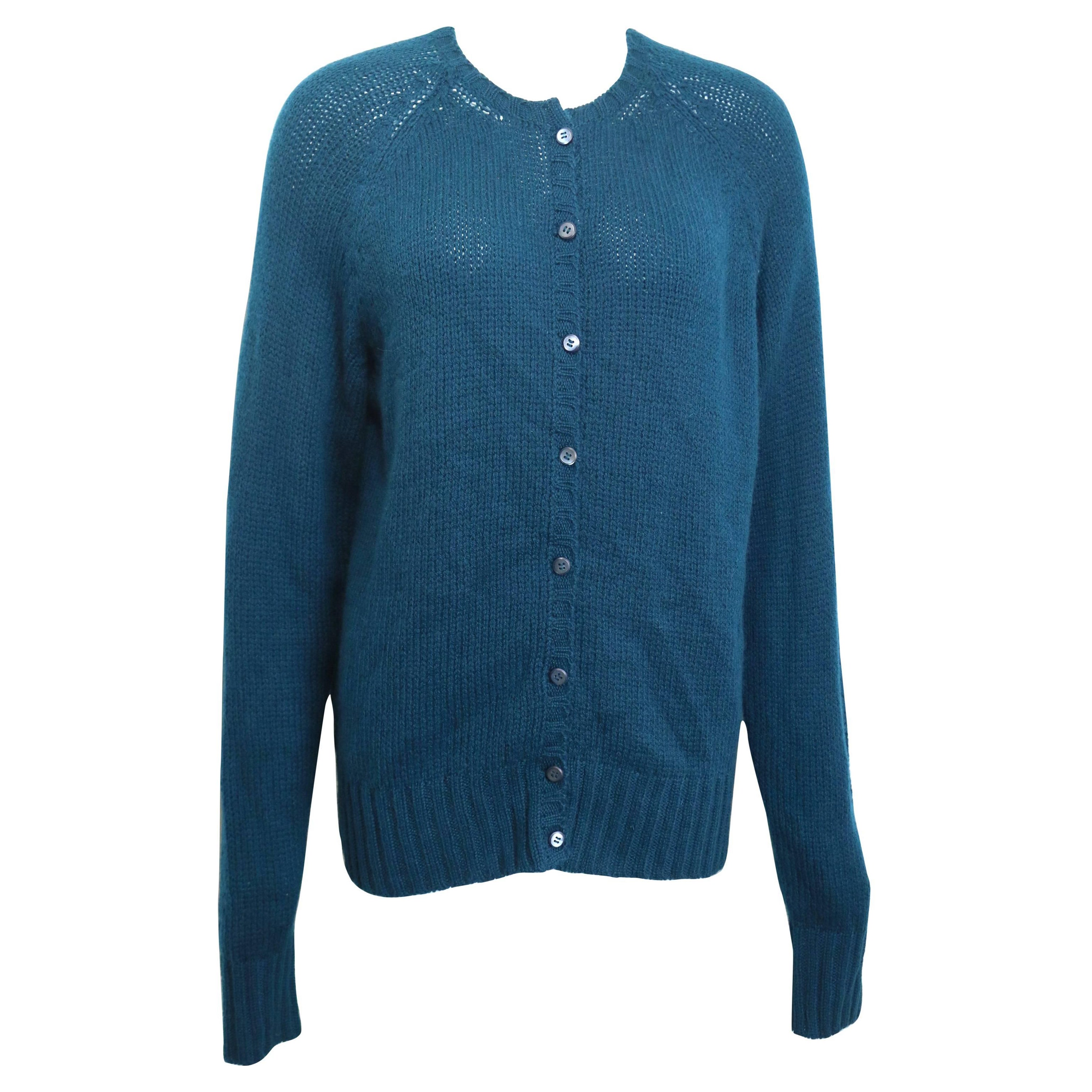 Cardigan en cachemire à boutons Prada sarcelle