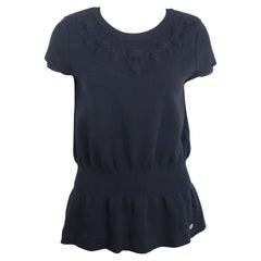 Chanel black wool short sleeves top