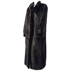 Vintage 90s Exquisite Black Full Length Ranch Mink Coat