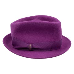 Borsalino Purple Felt Wool Hat with Ribbon One Size