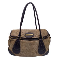 Borbonese Brown Op Suede and Leather Tote Shoulder Bag