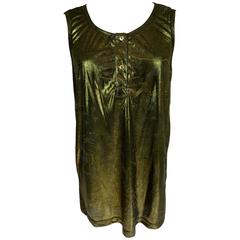 Vintage Emilio Pucci 1980s sleeveless dress blouse women's brown golden size 44