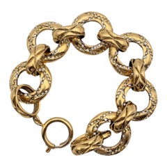Bracciale Chanel Vintage in metallo dorato con cristalli a catena A Link