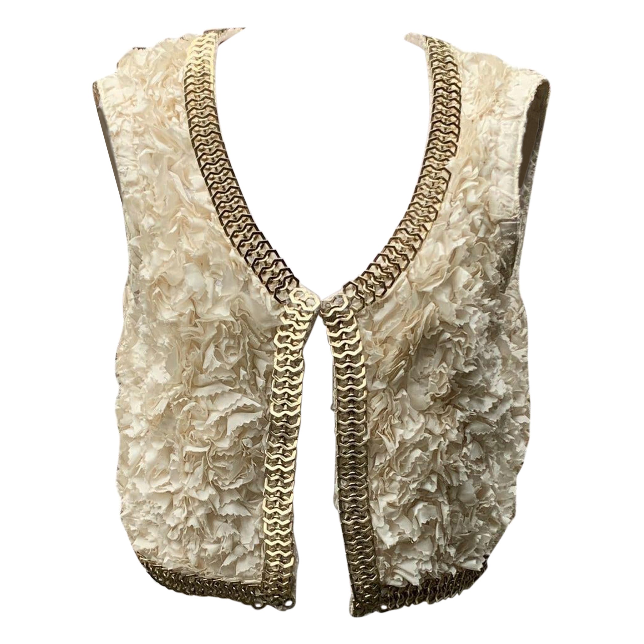 Givenchy White Ruffled Cropped Vest Sleeveless Jacket Size M For Sale