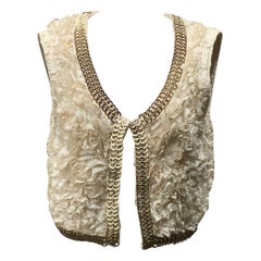 Givenchy White Ruffled Cropped Vest Sleeveless Jacket Size M