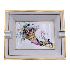 Hermes Vintage White Porcelain Cornucopia Rectangular Ashtray