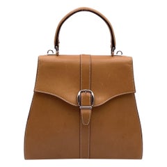 Gucci Vintage Beige Leather Flap Buckle Handbag Bag Satchel