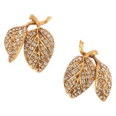 Christian Dior Goldene Metall-Ohrclips mit Strasssteinen