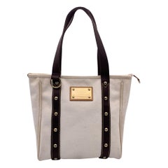 Louis Vuitton Ivory and Brown Canvas Antigua MM Tote Bag
