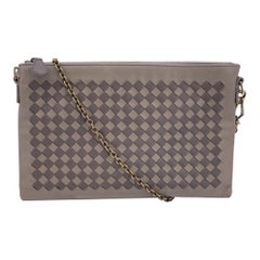 Bottega Veneta Taupe Intrecciato Leather Zip Pouch Shoulder Bag