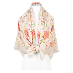 Laura Biagiotti Silk Stole Printed with Multicolored Flowers