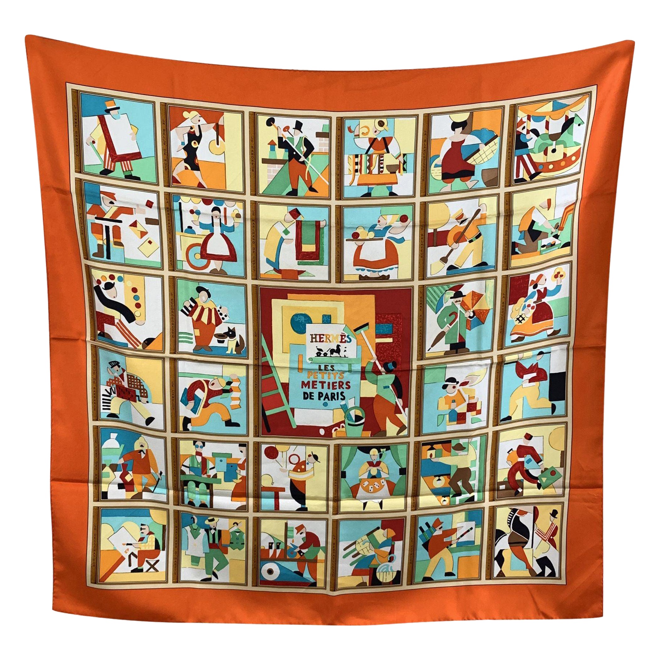 Hermes Paris Silk Scarf Les Petits Métiers de Paris 2006 Petrossian For Sale