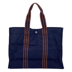 Hermes Paris Vintage Red Canvas Cotton Fourre Tout MM Bag Tote