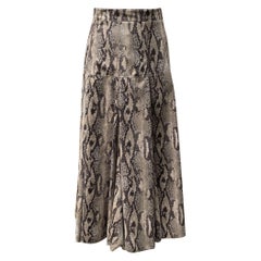 MSGM Milano Beige Gloss Animalier Snake Print Long Skirt Size 42 IT