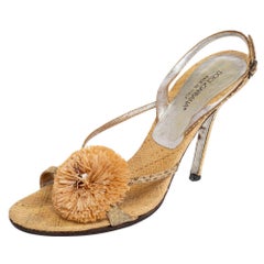 Dolce & Gabbana Beige Jute Fringe Sandals Size 37.5