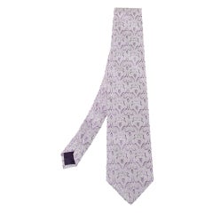 Versace White & Purple Jacquard Silk Tie