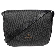 Aigner Signature noire Sac messager en PVC et cuir