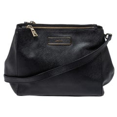 Dkny Black Leather Double Zip Shoulder Bag