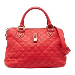 Marc Jacobs Coral Red Quilted Leather Rio Satchel