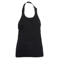 Ralph Lauren Black Leather Strap Rib Knit Tank Top XS