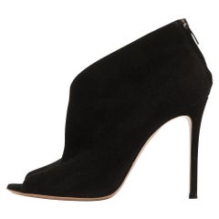 Gianvito Rossi Black Suede Vamp Booties Size 39