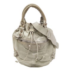 Balenciaga - Borsa in pelle Argental GSH Pompon Hobo