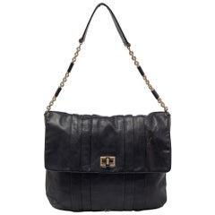 Anya Hindmarch Black Leather Flap Hobo