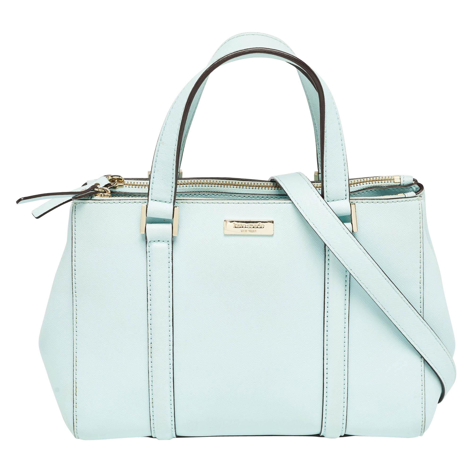 Kate Spade Light Blue Leather Small Newberry Lane Loden Top Handle Bag