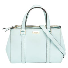 Kate Spade Hellblaue kleine Newberry Lane Loden Top Handle Bag aus Leder
