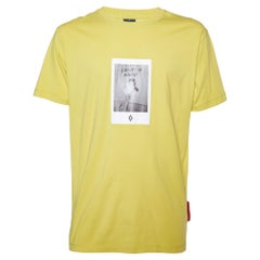 Marcelo Burlon County Of Milan Yellow Rose Print Cotton Crew Neck T-Shirt L