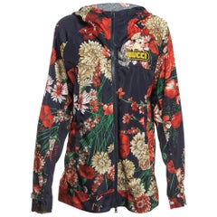 Gucci Multicolor Floral Print Nylon Applique Detail Hooded Jacket S