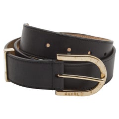 Gucci Cintura con fibbia in pelle nera 80CM