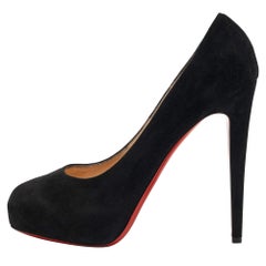 Christian Louboutin Black Suede Declic Platform Pumps Size 40
