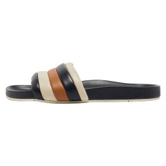 Fendi Multicolor Quilted Leather Flat Slides Size 42
