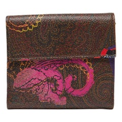 Etro Portefeuille compact en toile enduite imprimée multicolore Paisley