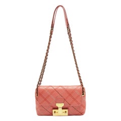 Marc Jacobs Borsa a tracolla con patta in pelle trapuntata color pesca