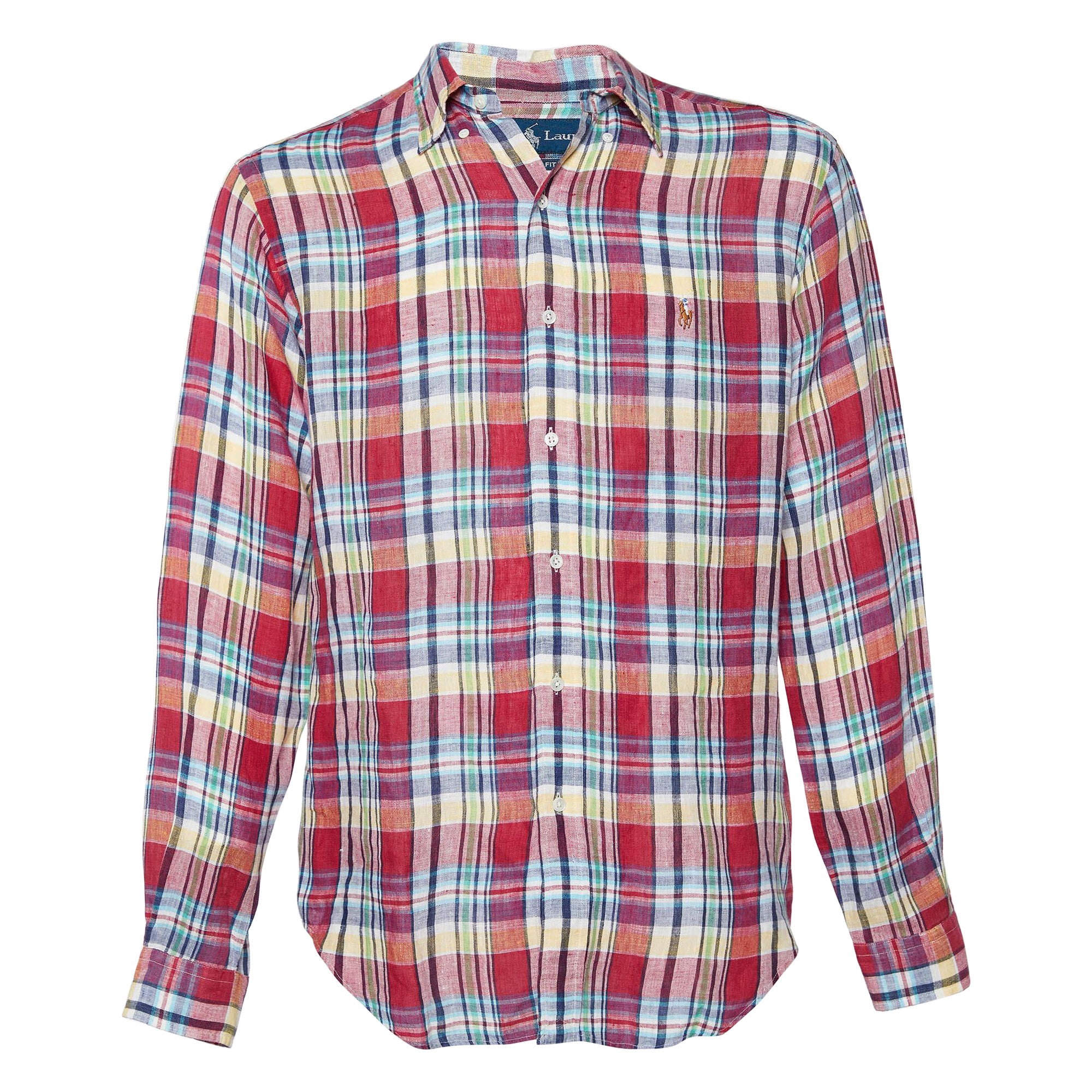 Ralph Lauren Camisa Clásica de Lino Roja a Cuadros M