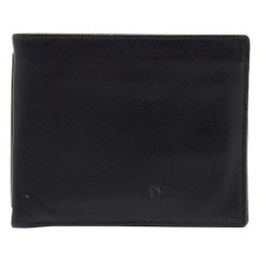 Giorgio Armani Schwarzes Leder-Brieftasche zum Umklappen