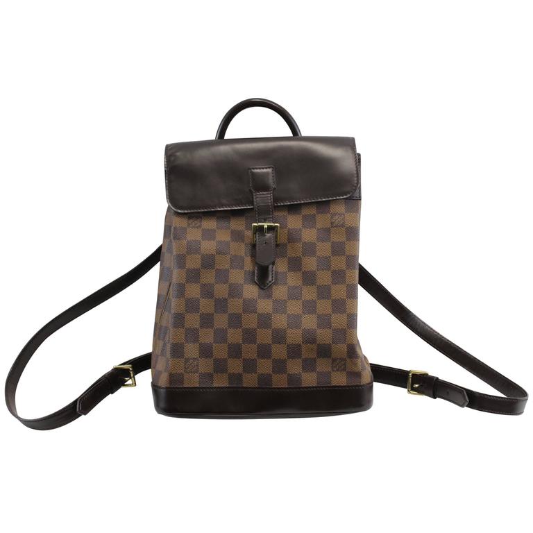Louis Vuitton Soho Backpack in damier Ebene Canvas and brown Leather at 1stdibs