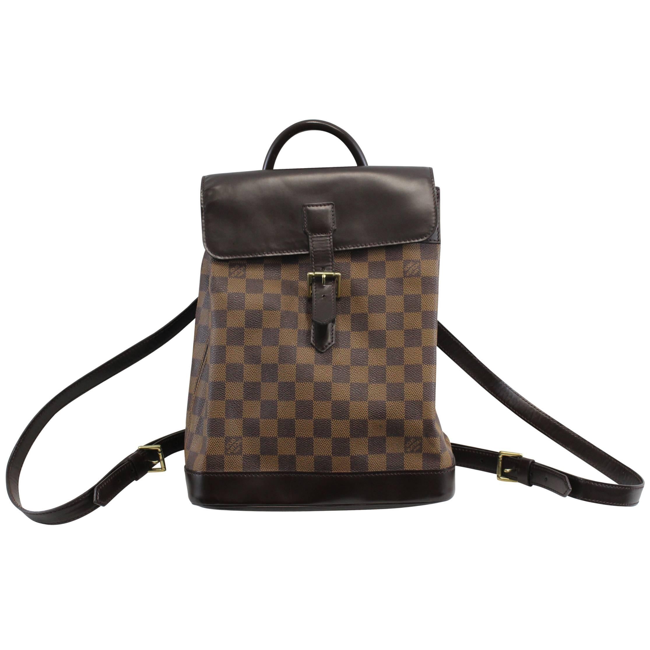 Louis Vuitton Soho Backpack in damier Ebene Canvas and brown Leather