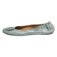 Tory Burch Metallic Suede Minnie Ballet Flats Size 40