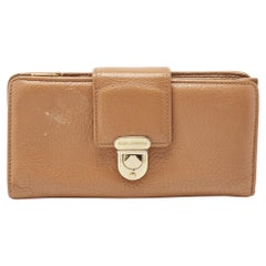Dolce & Gabbana Beige Leder Padlock Geldbörse aus Leder