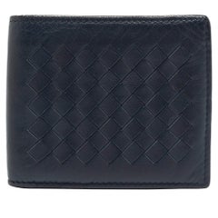Bottega Veneta Blue Intrecciato Leather Bifold Wallet