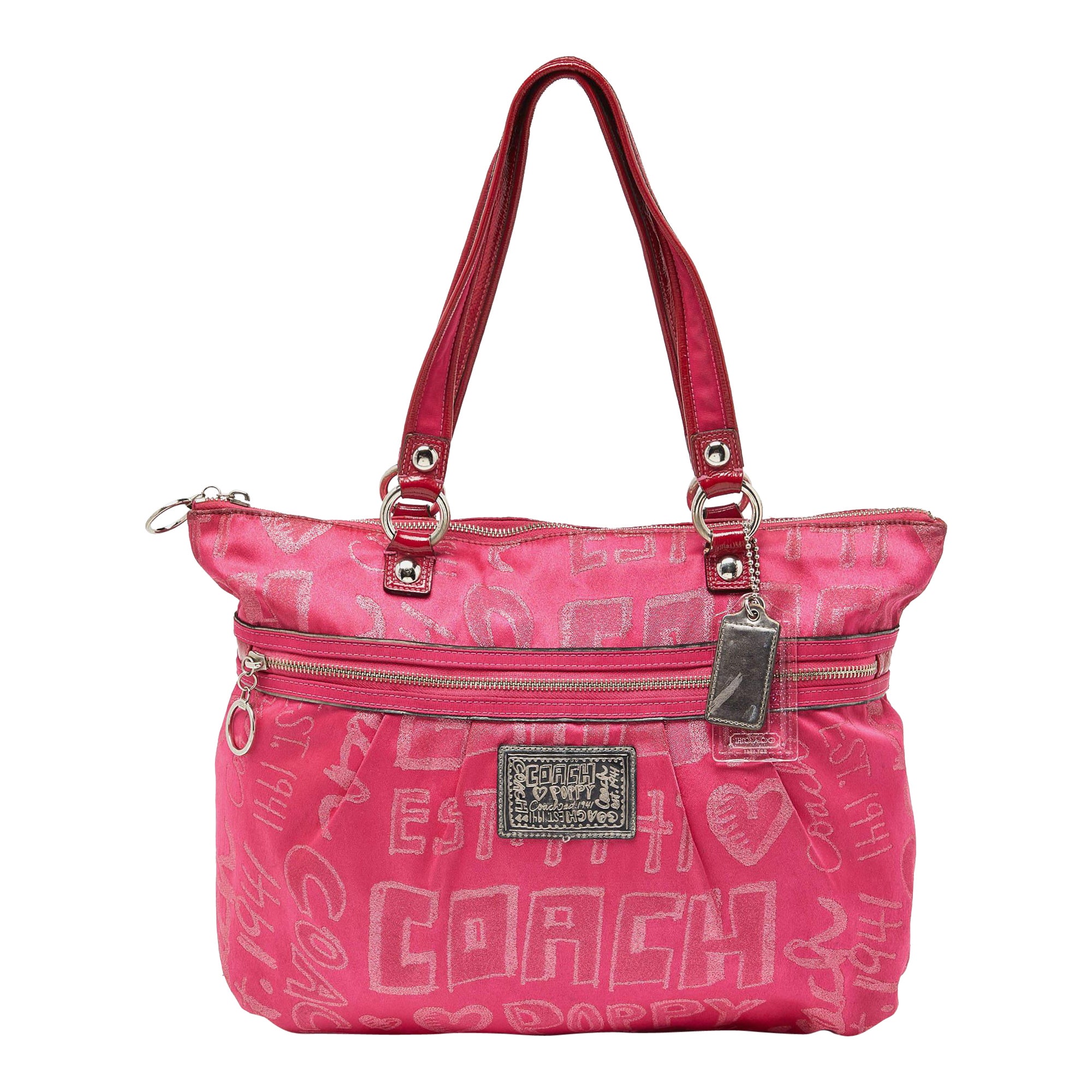 Coach Pink Canvas and Patent Leather Poppy Glam Tote