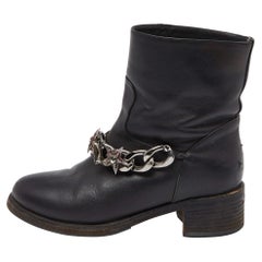 Le Silla Botines de cuero negro con cadena adornada Talla 37.5