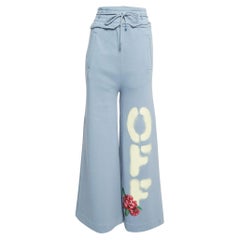 Off-White - Pantalon de survêtement en coton à jambes larges - Bleu XXS